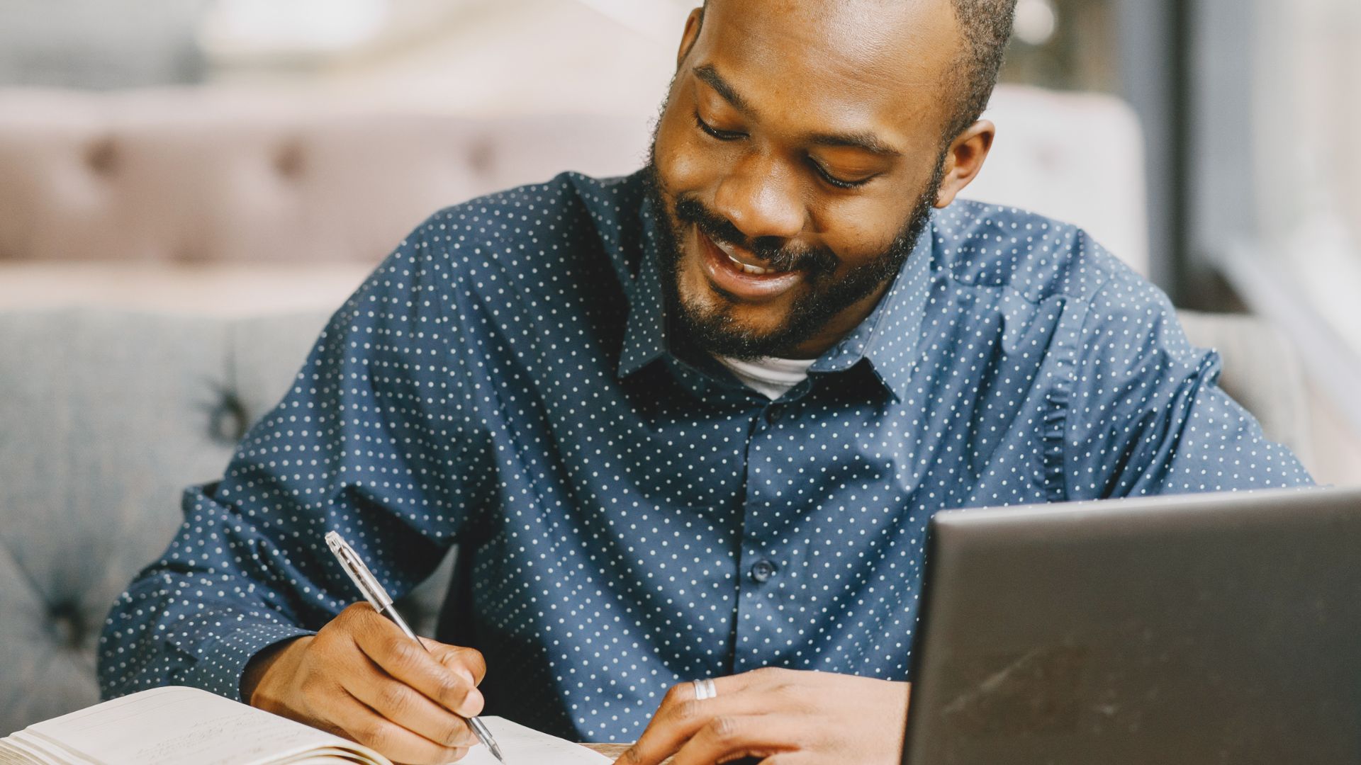 A candidate attorney writing and working.