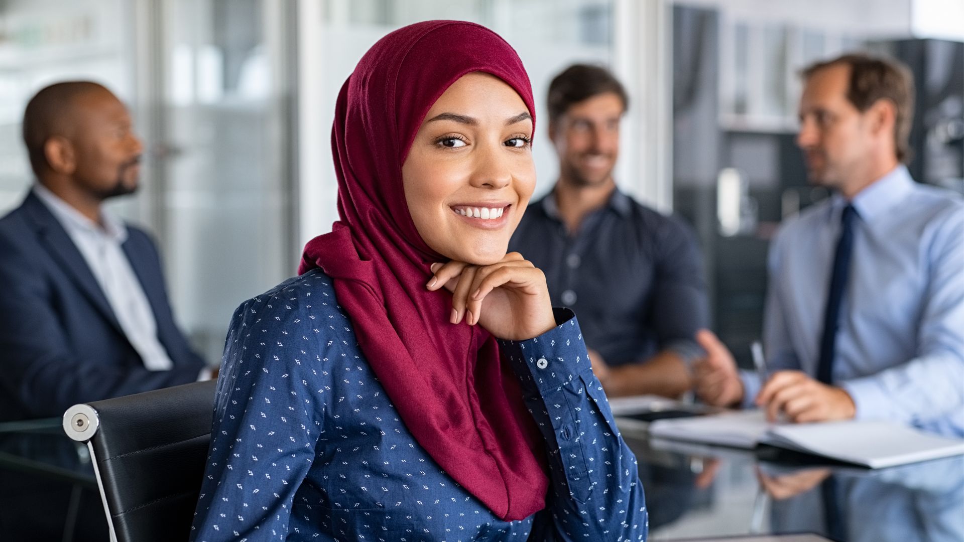 A young professional having a successful client consultation